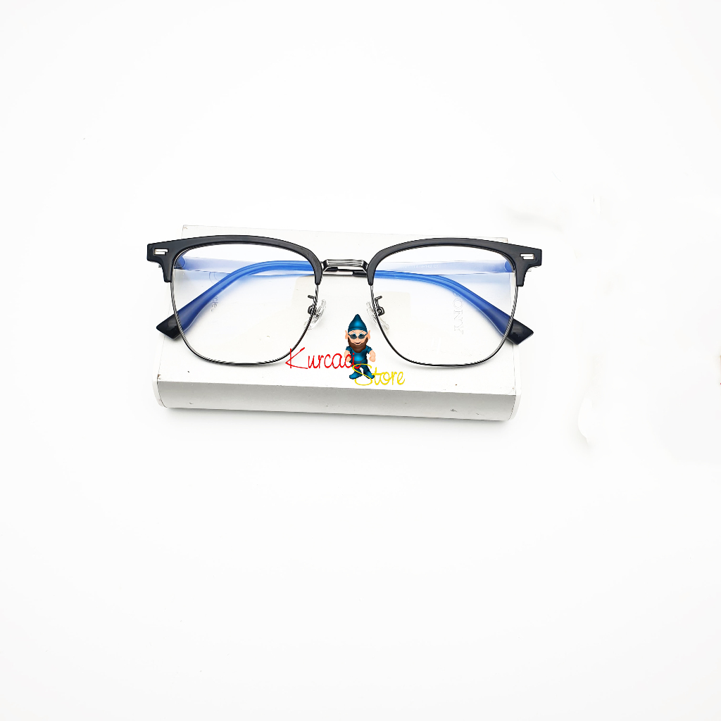 Frame Kacamata Minus Photocromic Blueray MEGUMI Kotak Nosepad Gantung Pria Wanita Antiradiasi Murah