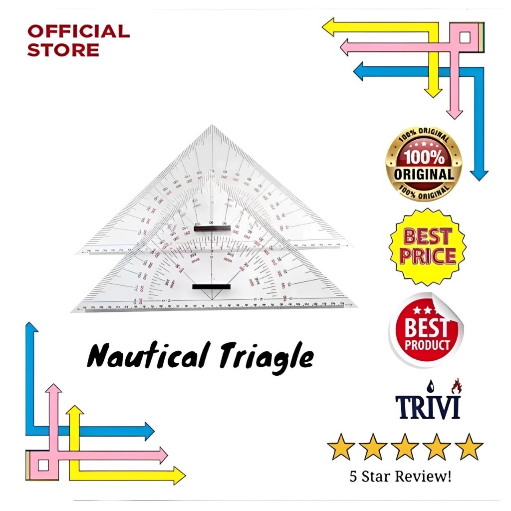 

Nautical triangle navigational Protractor (segitiga navigasi peta kapal).