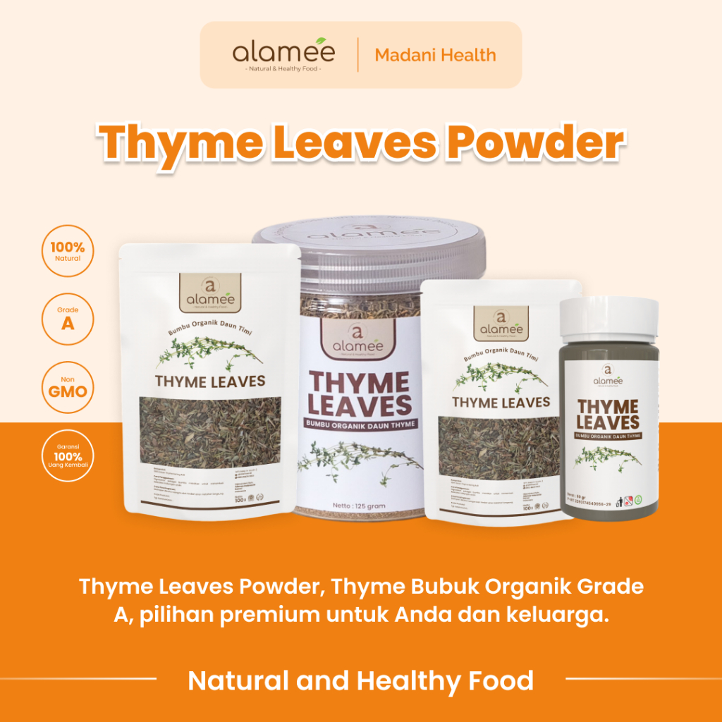 

ALAMEE Thyme Kering Daun Timi Bumbu Dapur Organik Garnish Dried Leaves Murni Tanpa Campuran 250g