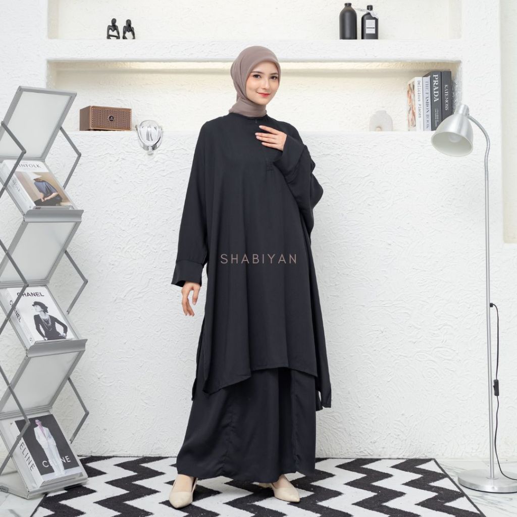 SHABIYAN 540 Setelan Rok Perempuan One Set Tunik Melayu Wollycrape | Jamia