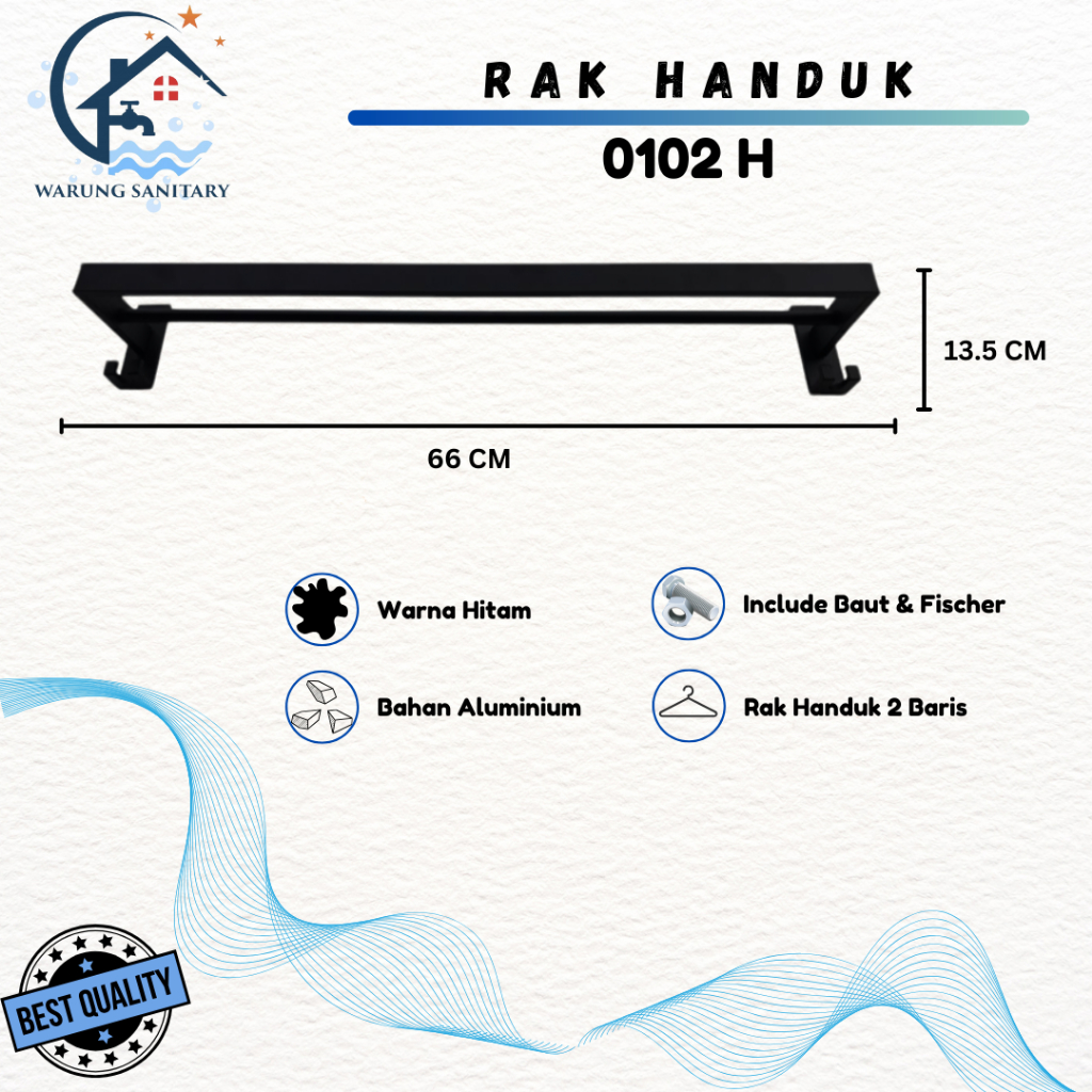 RAK HANDUK / GANTUNGAN HANDUK DINDING KAMAR MANDI ALUMINIUM HITAM