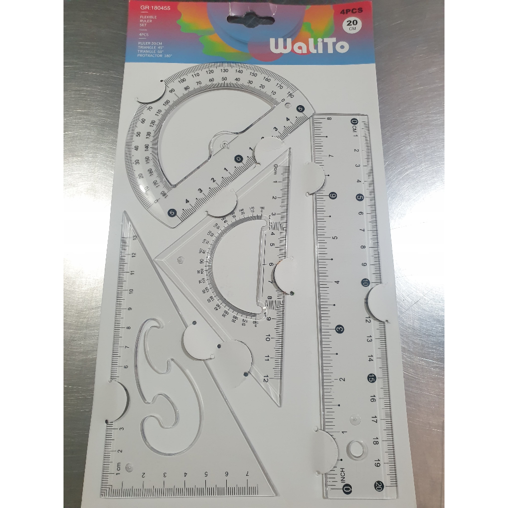 

Penggaris Set 4 in 1 WALITO Tebal Segitiga Busur GR-180455