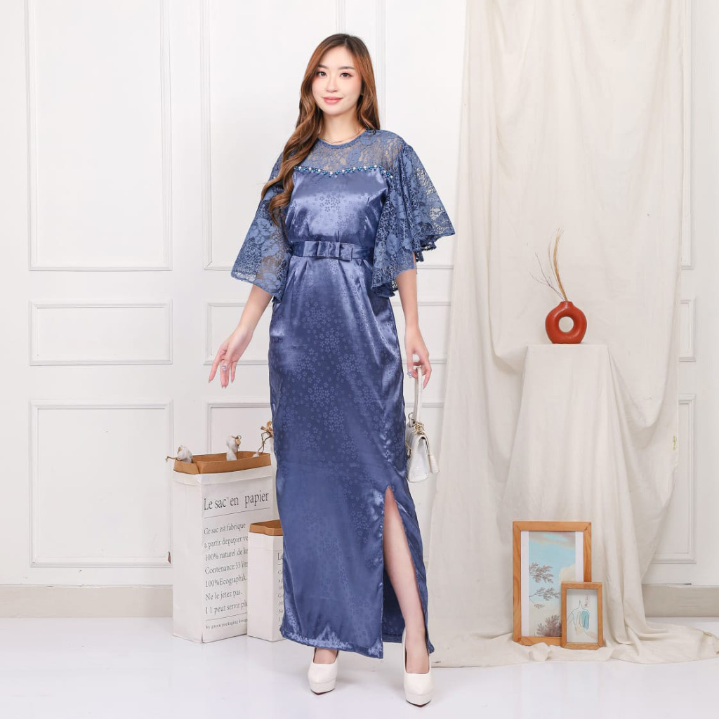 PCS Dress Jennaira Fashion Pakaian Wanita Bahan Brukat Jaguar Kombi Brukat Corneli REALPIC