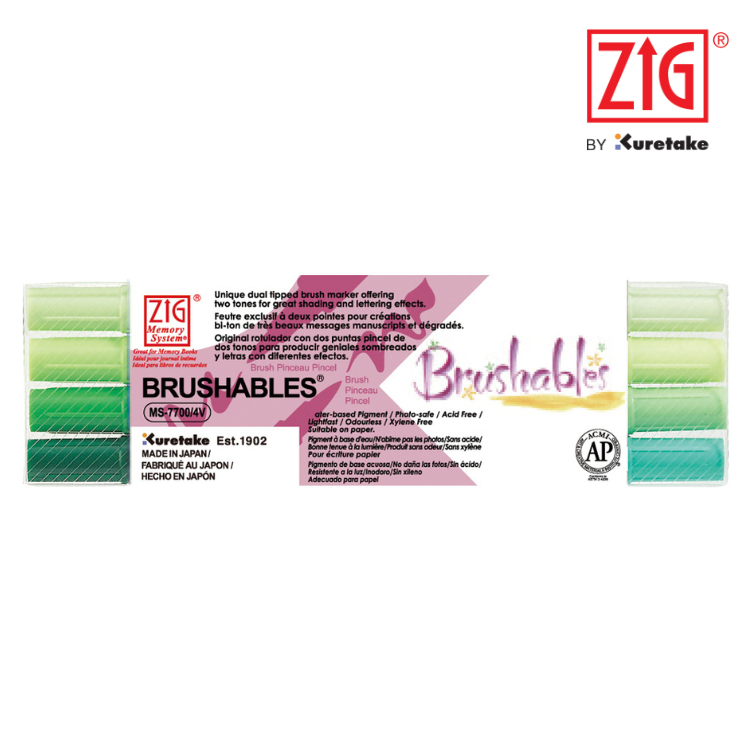 

ZIG Kuretake Memory System Brushables 4 Colors Set Green