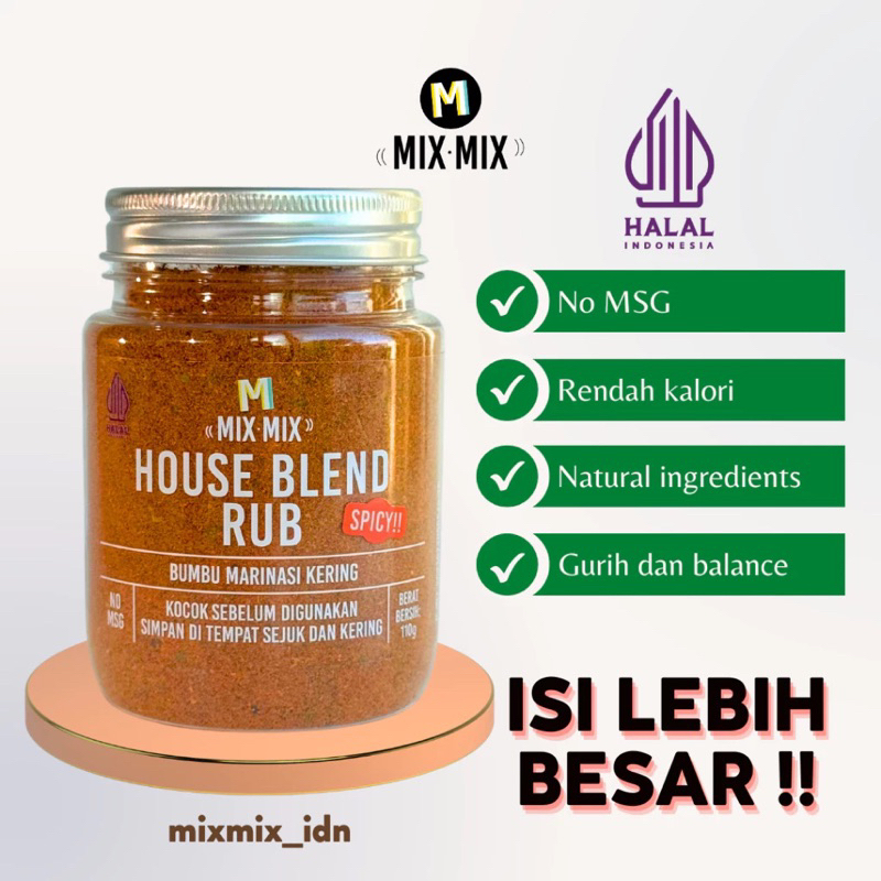 Mixmix Dry Rub Spicy Bumbu Marinasi Serbaguna Rendah Kalori / COD Balikpapan mixmix dry rub / Bumbu 
