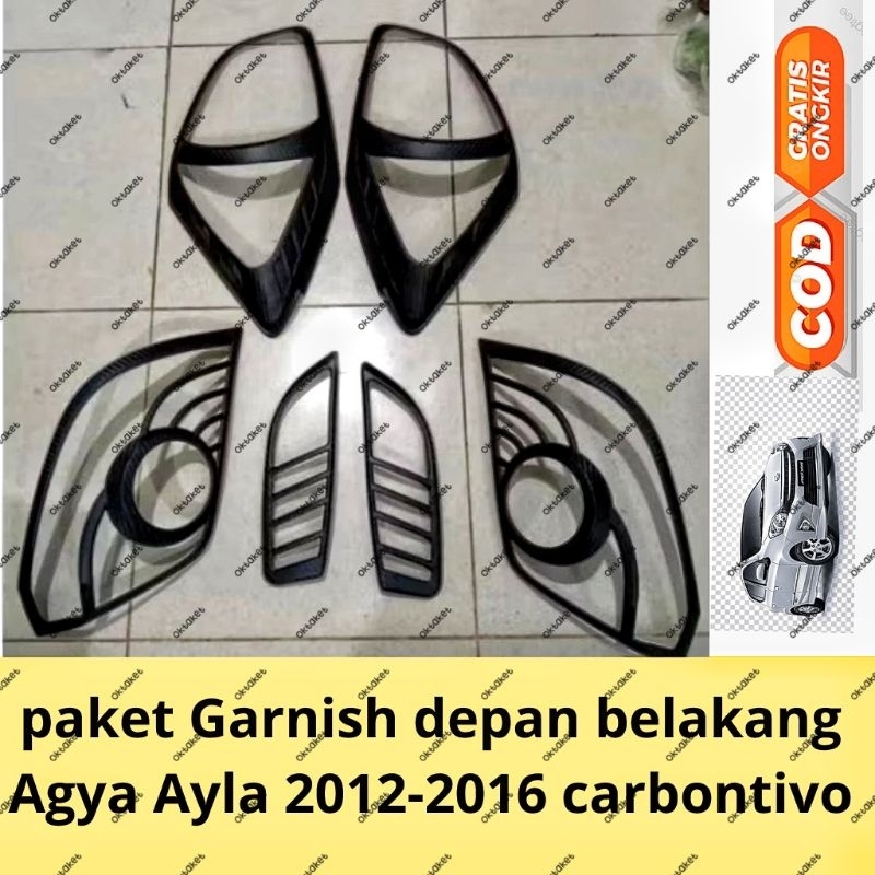 paket garnish lampu depan belakng  Agya Ayla 2013 2014 2015 2016 carbontivo