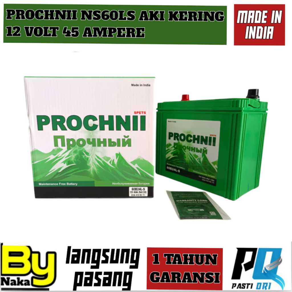 Aki Mobil New Yaris/Sienta/Vios/CRV /Corolla Prochnii NS60LS Aki Kering 45 Ah