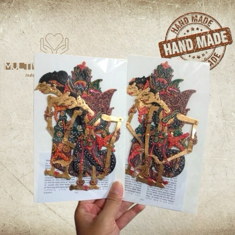 MULTIVERSECRAFTID Souvenir Miniatur Wayang Kulit Mainan Asli Jogja Rama & Shinta Wayang Mahar Pernik
