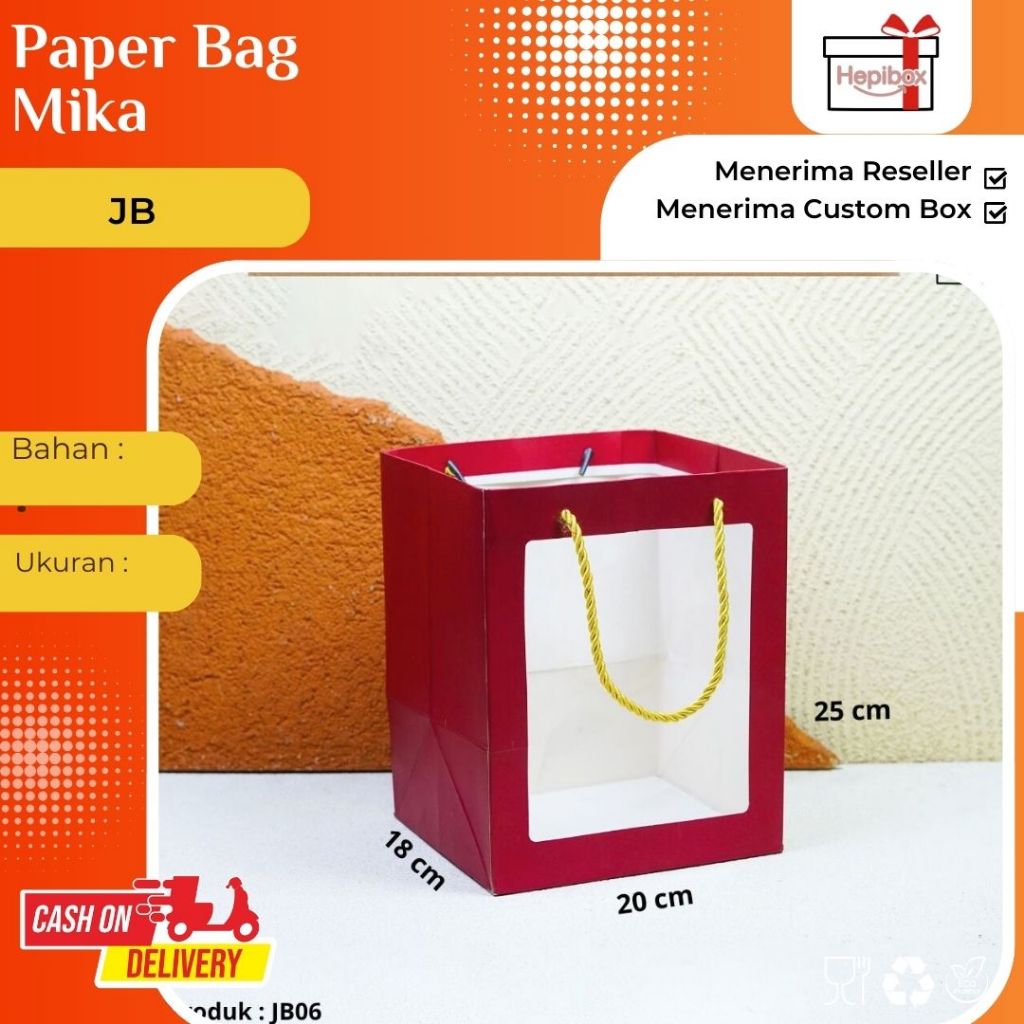 

Paper Bag Jendela Mika / Paper Bag Polos / Paper Bag Gift / Paper Bag Kado / Paper Bag Hampers Polos / Paper Bag Tali Souvenir Hampers Gift I JB01-JB06