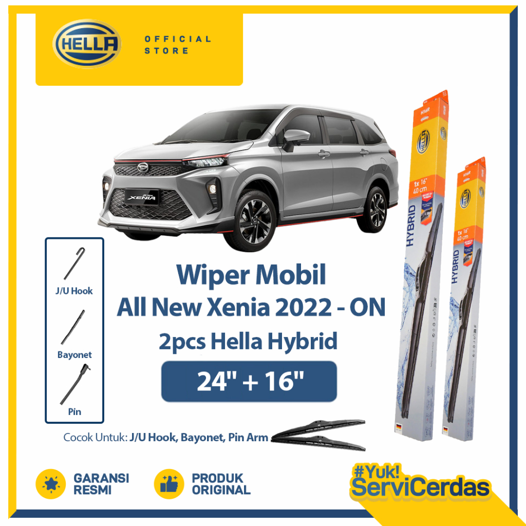 Wiper Mobil DAIHATSU All New Xenia 2022 24" + 16" (2pcs) - HELLA Hybrid