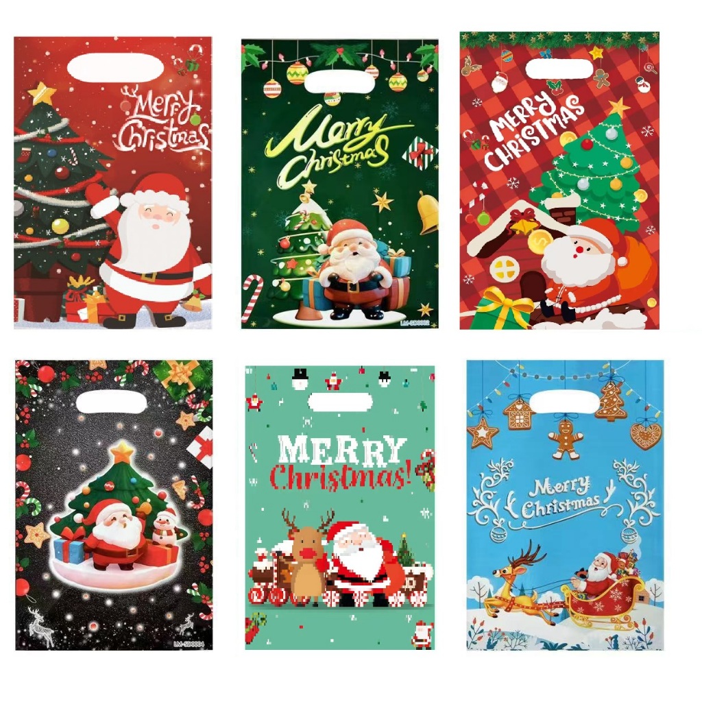 

10pcs (17x25cm) Christmas Plastic. Plastik Natal. Goodie bag natal. Kantong natal