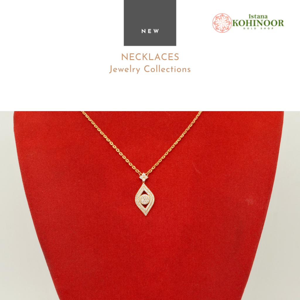 KOHINOOR KALUNG VARIASI OVAL PERMATA YELLOW GOLD EMAS 16K