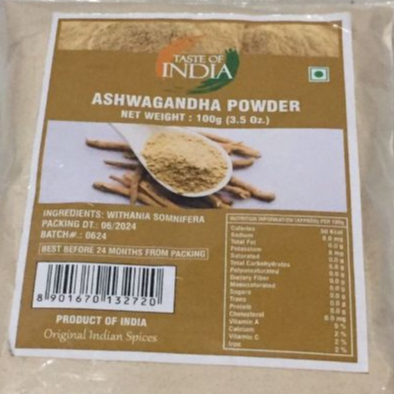 

ASHWAGANDHA POWDER TASTE OF INDIA 100G / Bubuk Akar Ashwagandha Organik