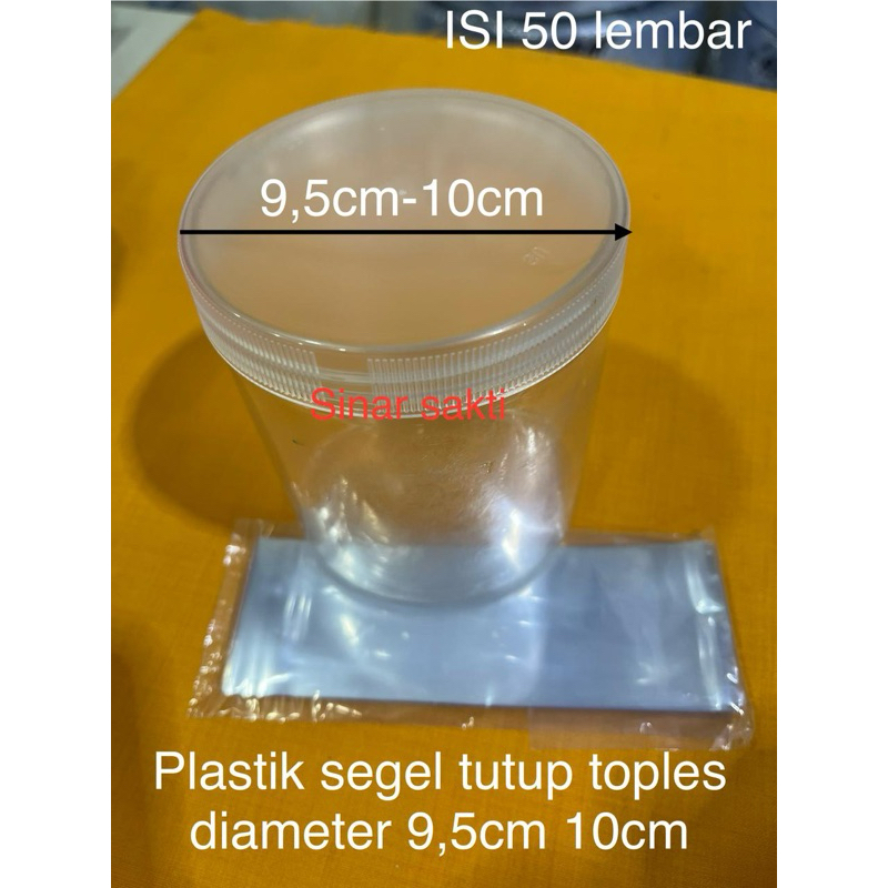 plastik segel tutup toples diameter 9,5cm 10cm segel plastik shrink (isi50) segel toples