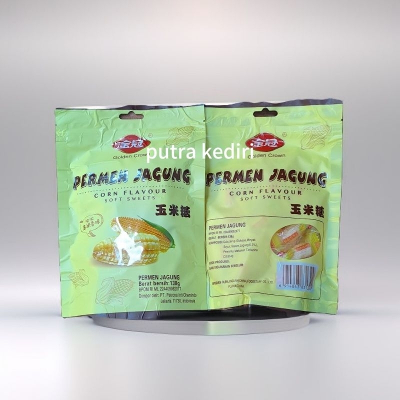 

GOLDEN CROWN PERMEN JAGUNG/ PERMEN RASA JAGUNG 138gr(CORN FLAVOUR SOFT SWEETS )PERMEN YANG BERBENTUK JAGUNG