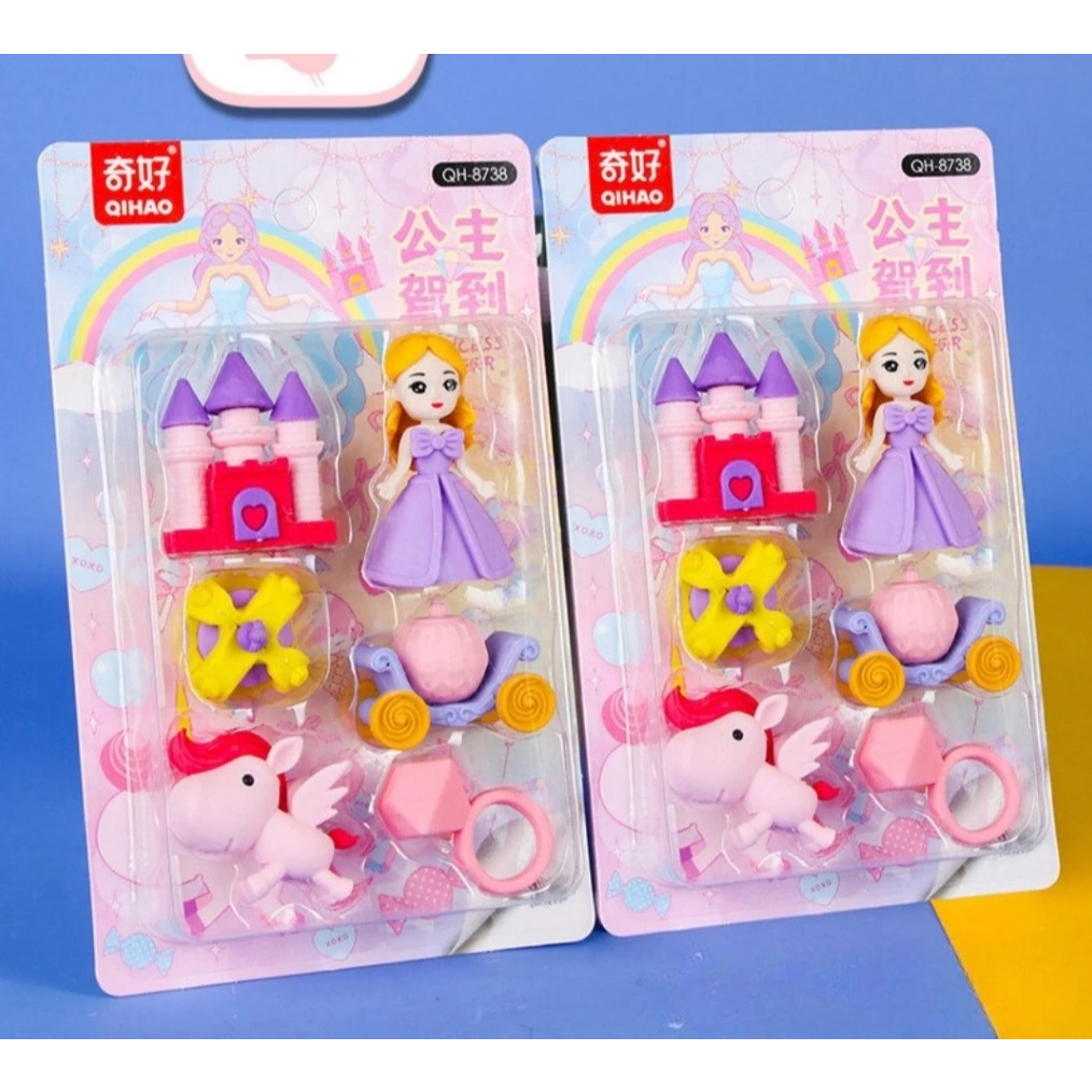 

PENGHAPUS PENSIL SET FANCY PRINCESS PENGHAPUS PENSIL 3D UNIK LUCU ERASER KARAKTER