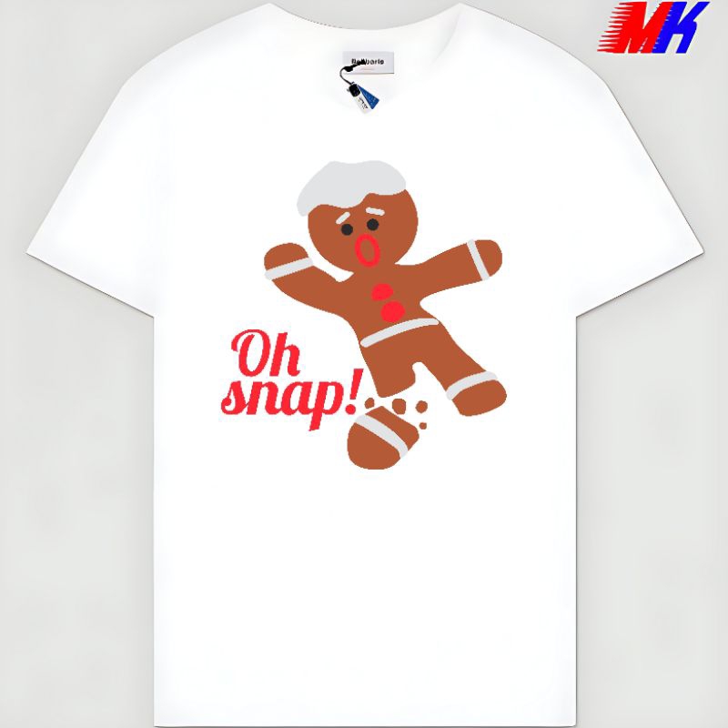 Kaos Baju Tshirt Custom Pria Wanita Anak Dewasa Gambar Natal Merry Christmas Gingerbread Man Kristen