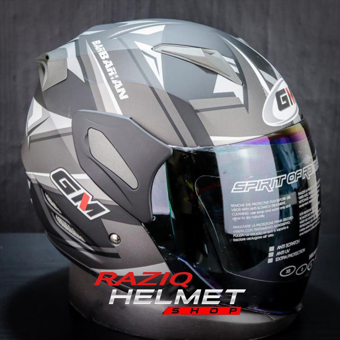 HELM GM FIGHTER BARBARIAN  BLACK SILVER DOFF  SINGLE VISOR