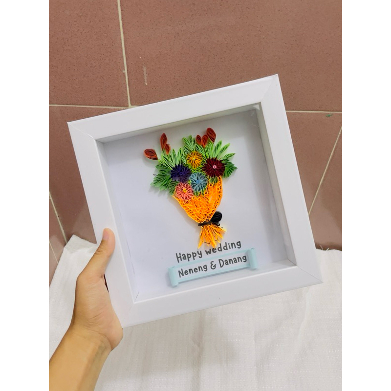 

kado nikahan custom / paper quilling custom / paper quilling / quilling paper art / ide kado nikahan / kado nikahan paper art / kertas quilling
