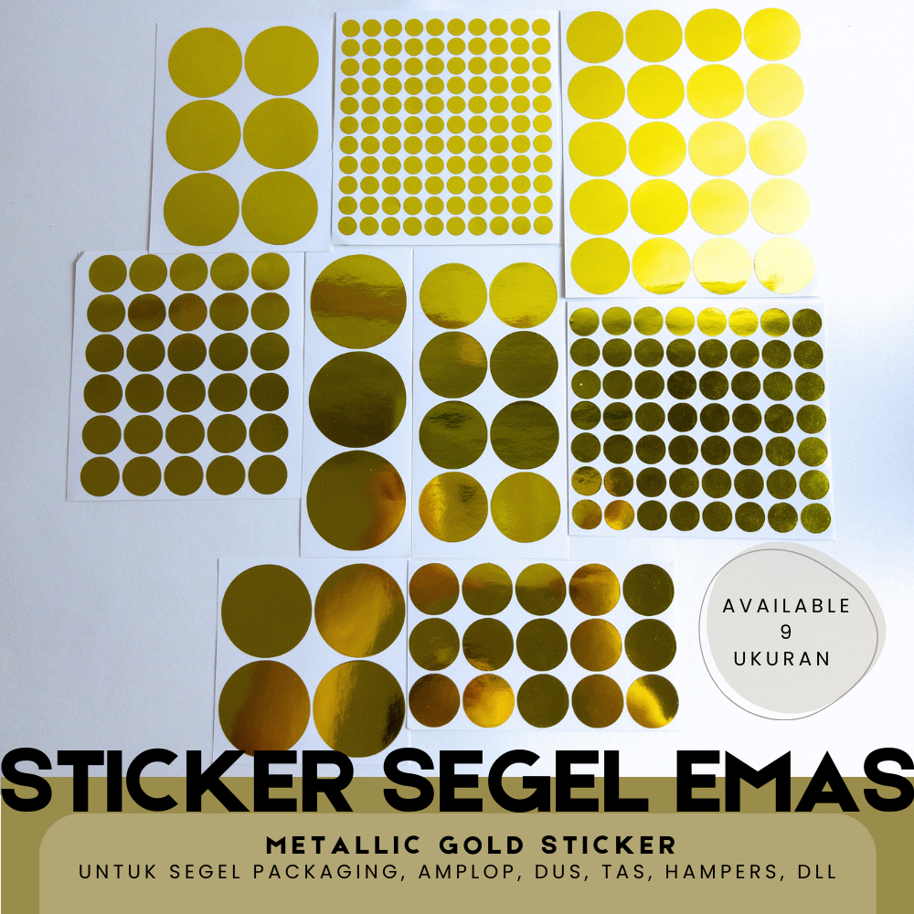 

Sticker Circle Gold - Segel Tempel Bulat Emas Lingkaran Stiker Cutting Packaging Dus Hampers Amplop