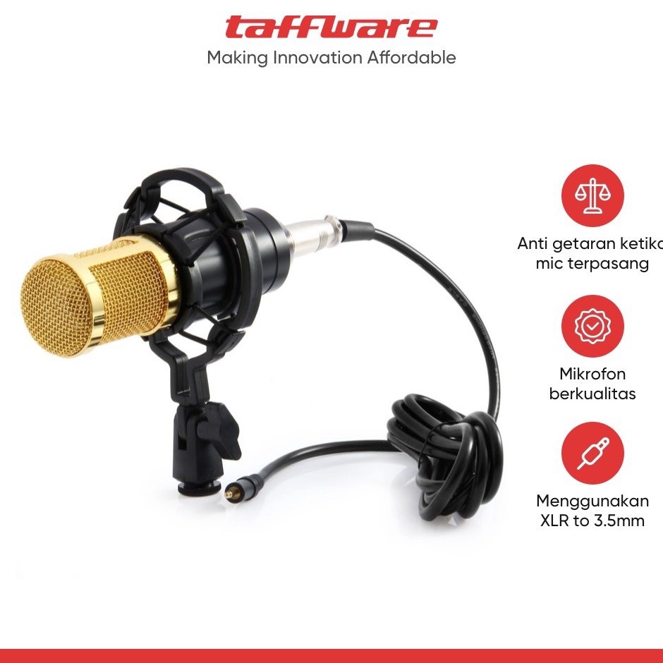 Buruan Beli TaffSTUDIO Mikrofon Kondenser Studio w Shock Proof Mount BM8 Black