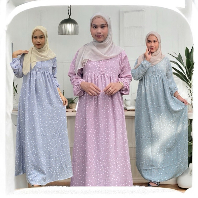 Rania Dress Gamis Bunga Kecil bahan Crinkle Motif Terbaru