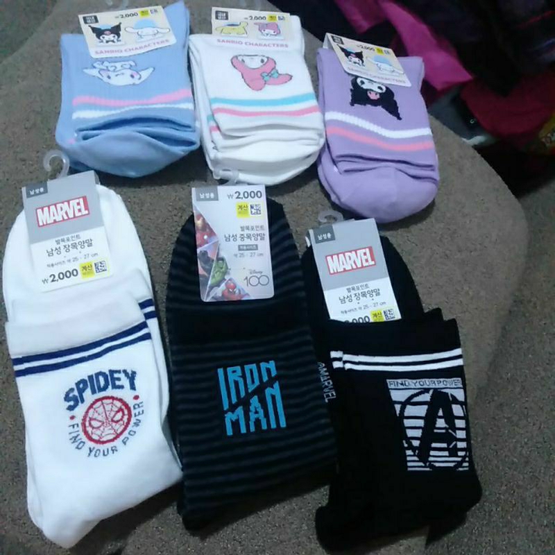 Kaos Kaki Sanrio, Marvel dan Disney Dari Daiso Korea 🇰🇷