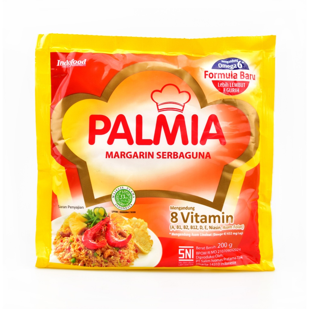 

PALMIA MENTEGA 200gr SERBAGUNA MARGARIN KRIM OMEGA 6 LEMBUT GURIH CAKE COOKIE GROSIR MURAH SUSU OLAHAN BAHAN MEMASAK VITAMIN A B1 B2 B12 D E NIASIN ASAM FOLAT GROSIR MURAH BUTTER