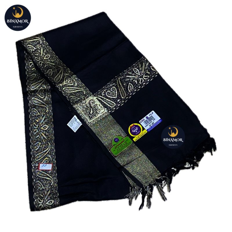 Sorban Tristar Almas Kashmiri Black Gold | Shawl Almas Hitam 308F