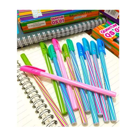 

pasbeli - pen/bolpen/pulpen murah ulir quantum qs01 1 pack isi 12pcs