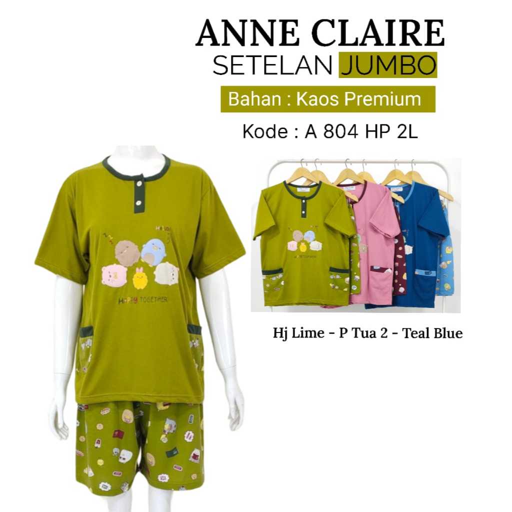 AC - HP - ANNE CLAIRE SETELAN DEWASA JUMBO Baju Tidur BabyDoll  Celana Pendek HOTPANTS - XL/2L
