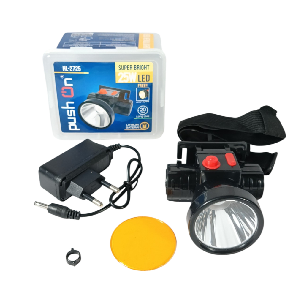Lampu Senter Kepala Led Push On / Senter Kepala Cahaya Putih Push On / Headlamp Push On