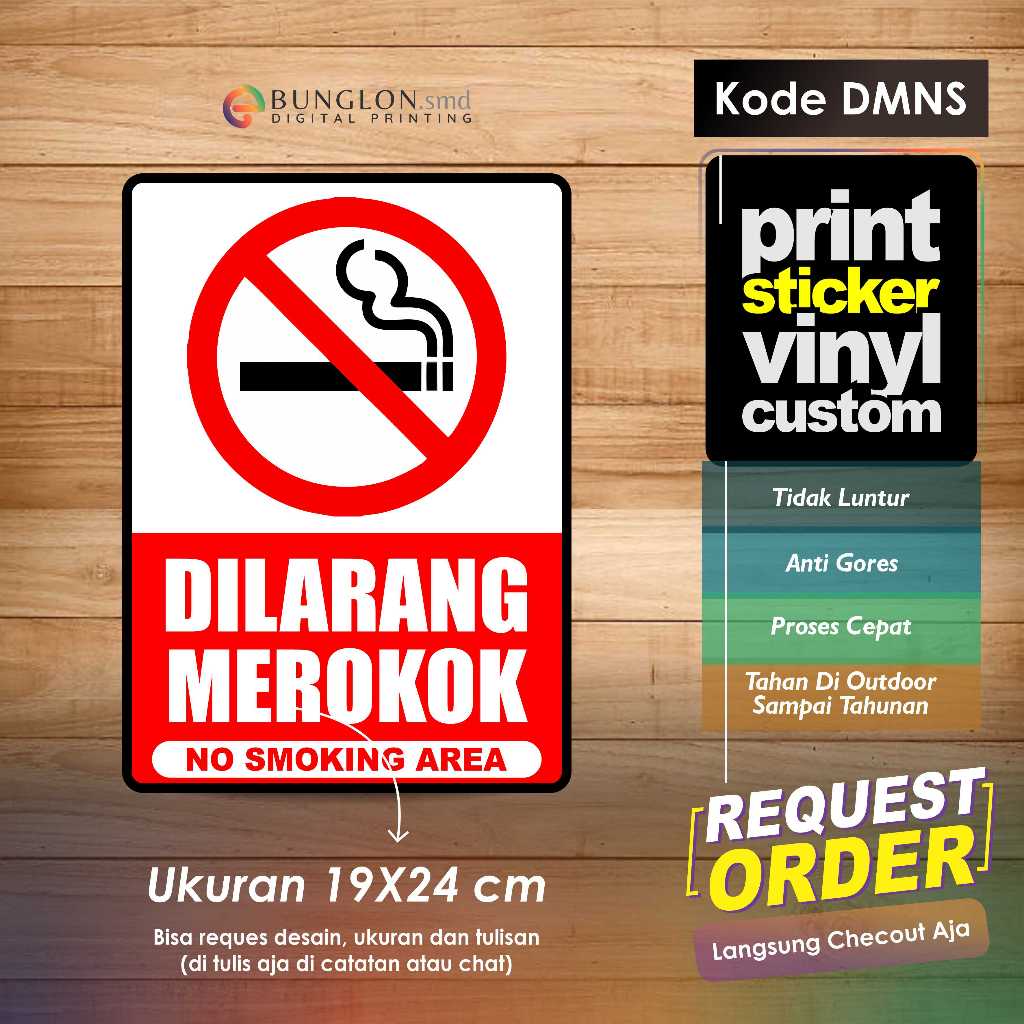 

STIKER DILARANG MEROKOK NO SMOKING AREA + LIMINASI KODE DMNS MERAH
