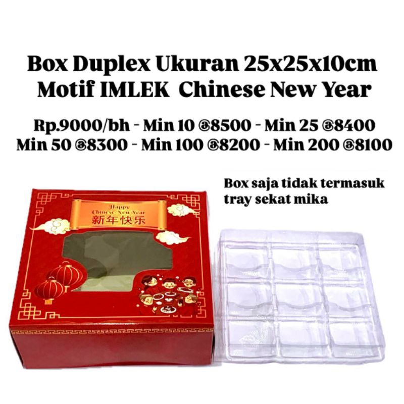 

Box Duplex 25x25x10cm Motif IMLEK CHINESE NEW YEAR