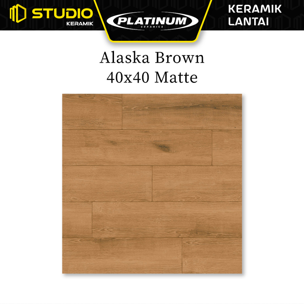 Alaska Brown 40x40 Matte PLATINUM Keramik Lantai Kasar Motif Kayu Warna Coklat