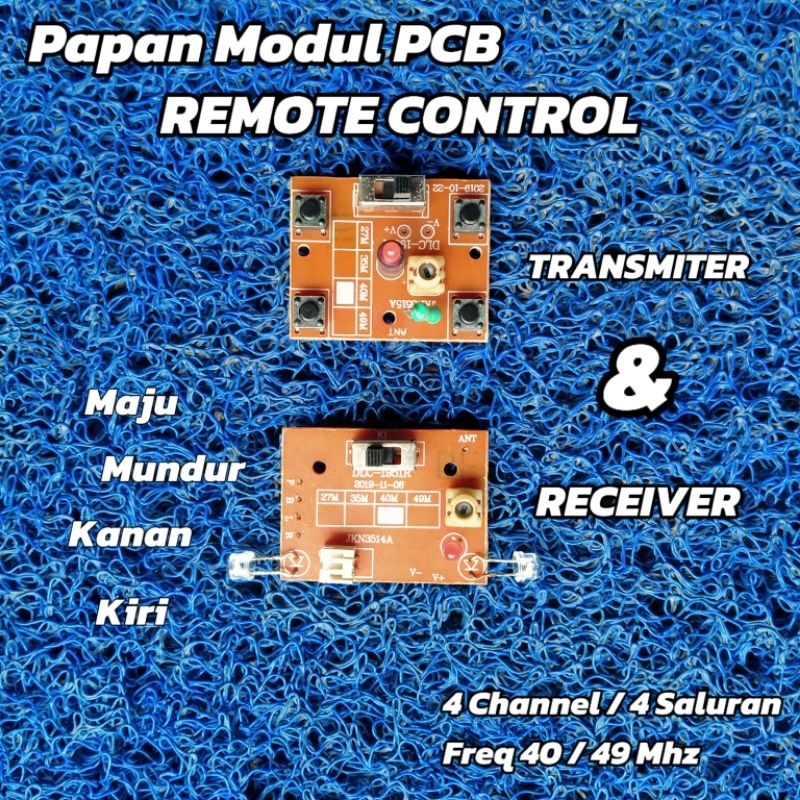 Modul PCB RC Remote Control 4 Channel, 1 Pasang Receiver & Transmitter Freq 40 & 49 Mhz 3.7-5.5 Volt