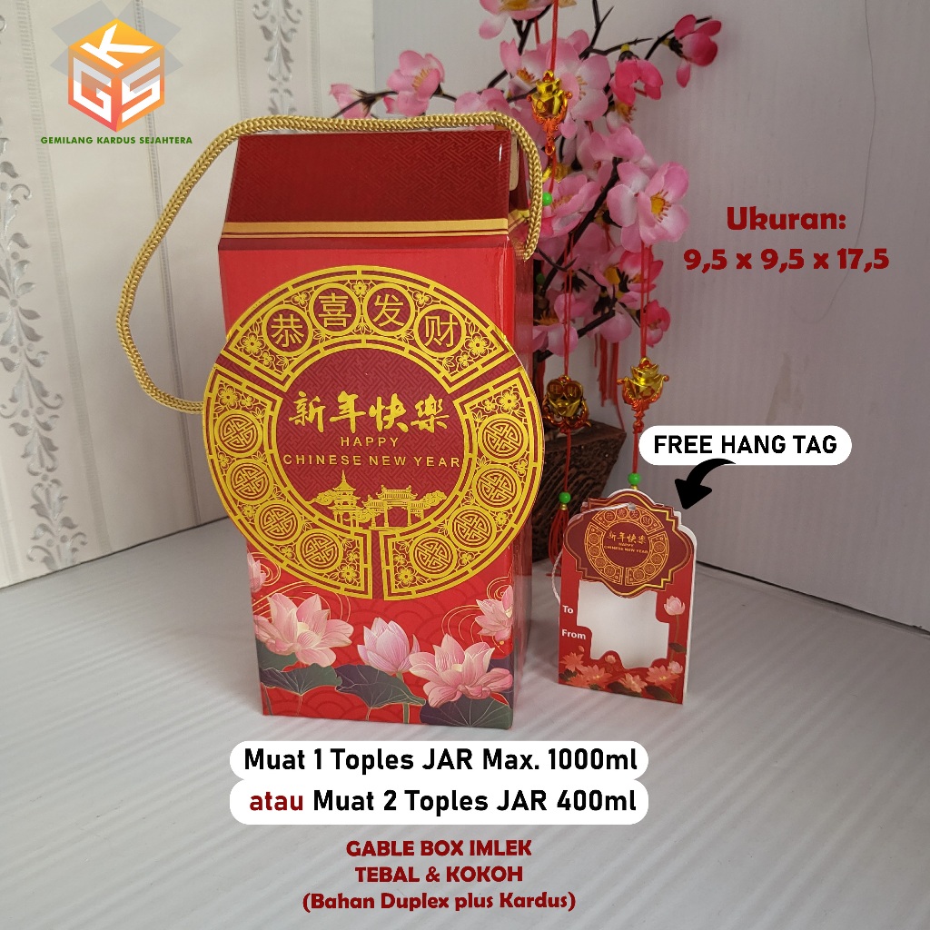 

20pcs Gable Box Imlek | Ukuran 1 Jar | Ukuran 2 Jar 400ml | Box Imlek | Box Hampers Imlek