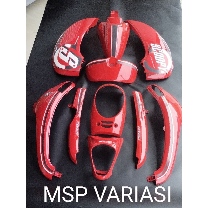 Scoopy fi Merah Glossy 2015 2016 sporty 83500-K16-900FMB & 83600-K16-900FMB Cover Body R/L Kanan Kir