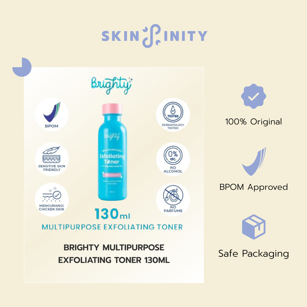 Brighty Multipurpose Exfoliating Toner 130ml | Pemutih badan pencerah badan pencerah ketiak pemutih 