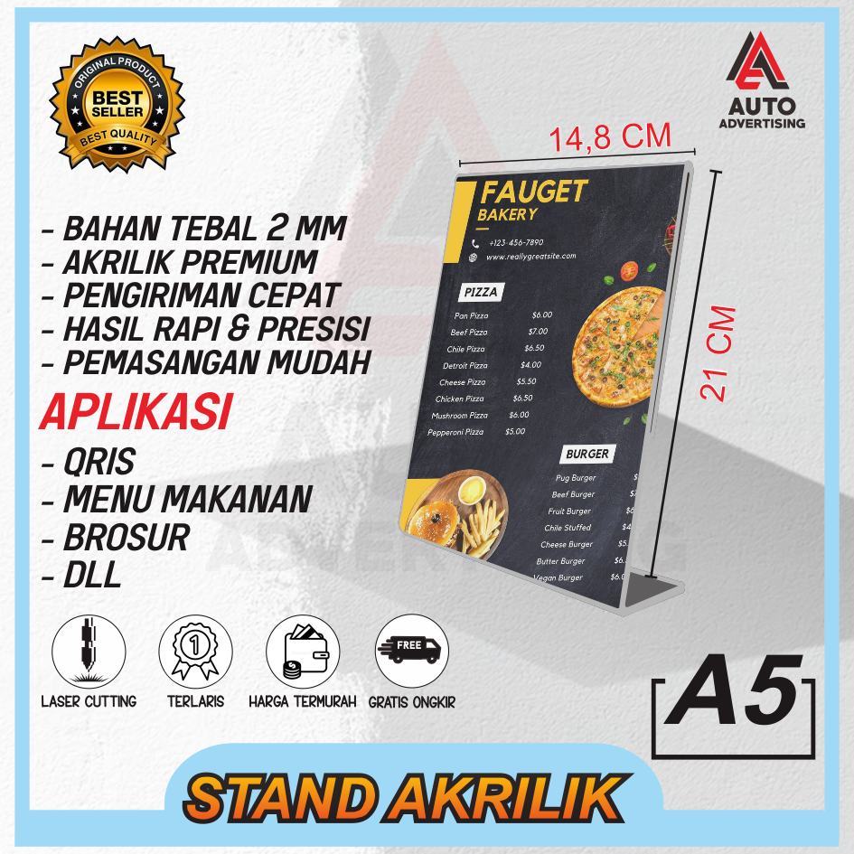 

Tempat Brosur Akrilik Tent Card Holder Display Stand Acrylic Qris Ukuran A5