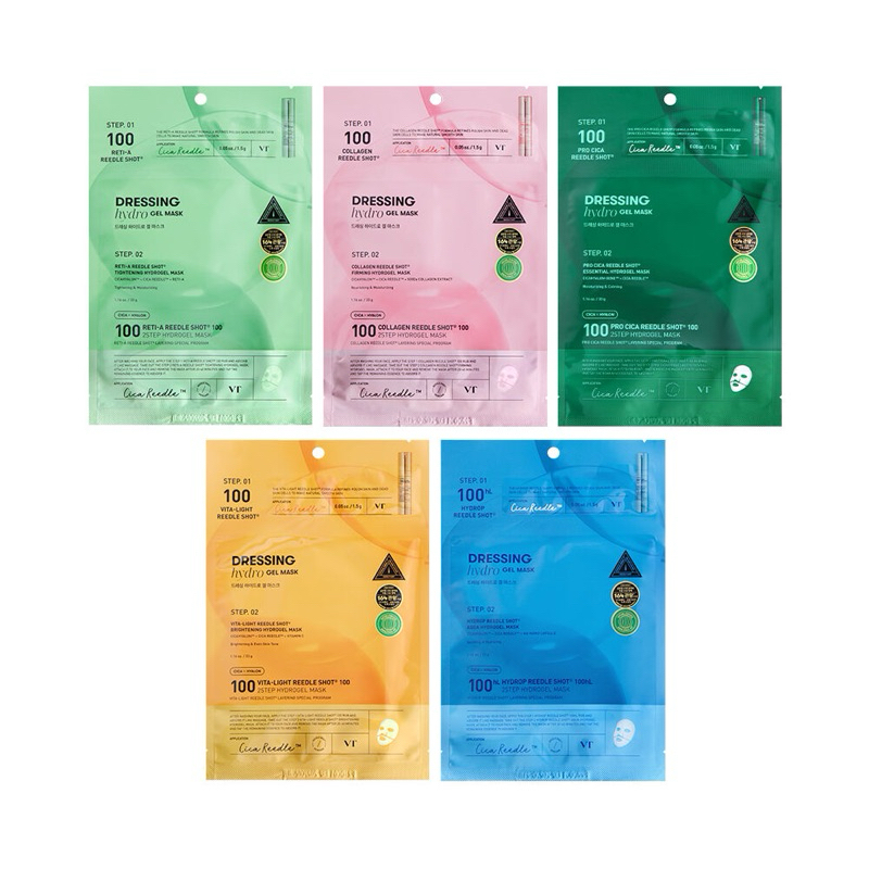 VT Cosmetic 100 Dressing Hydro Gel Mask Reti A / Collagen / Hydrop / Vita Light / Pro Cica