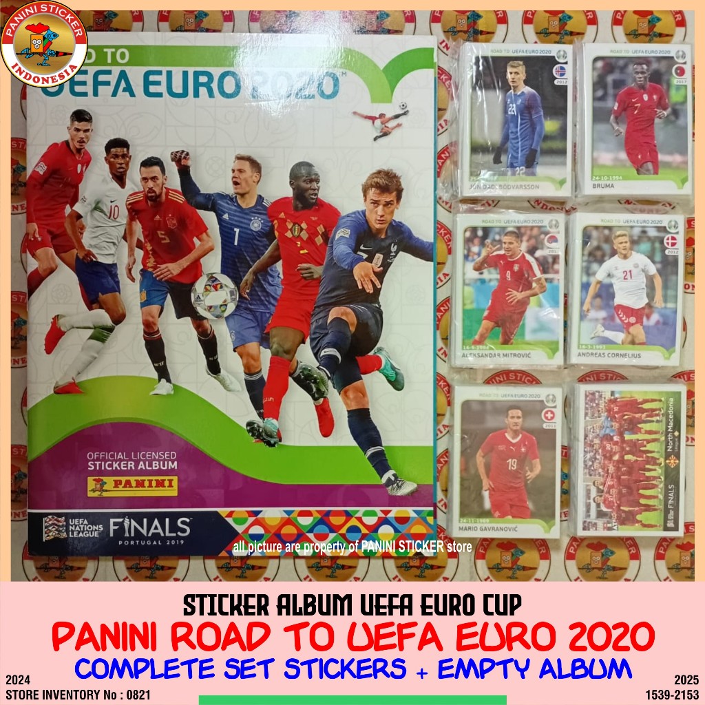 PANINI STICKER ALBUM ROAD TO UEFA EURO 2020 ; COMPLETE SET STICKERS + EMPTY ALBUM ; AUTHENTIC & LICE