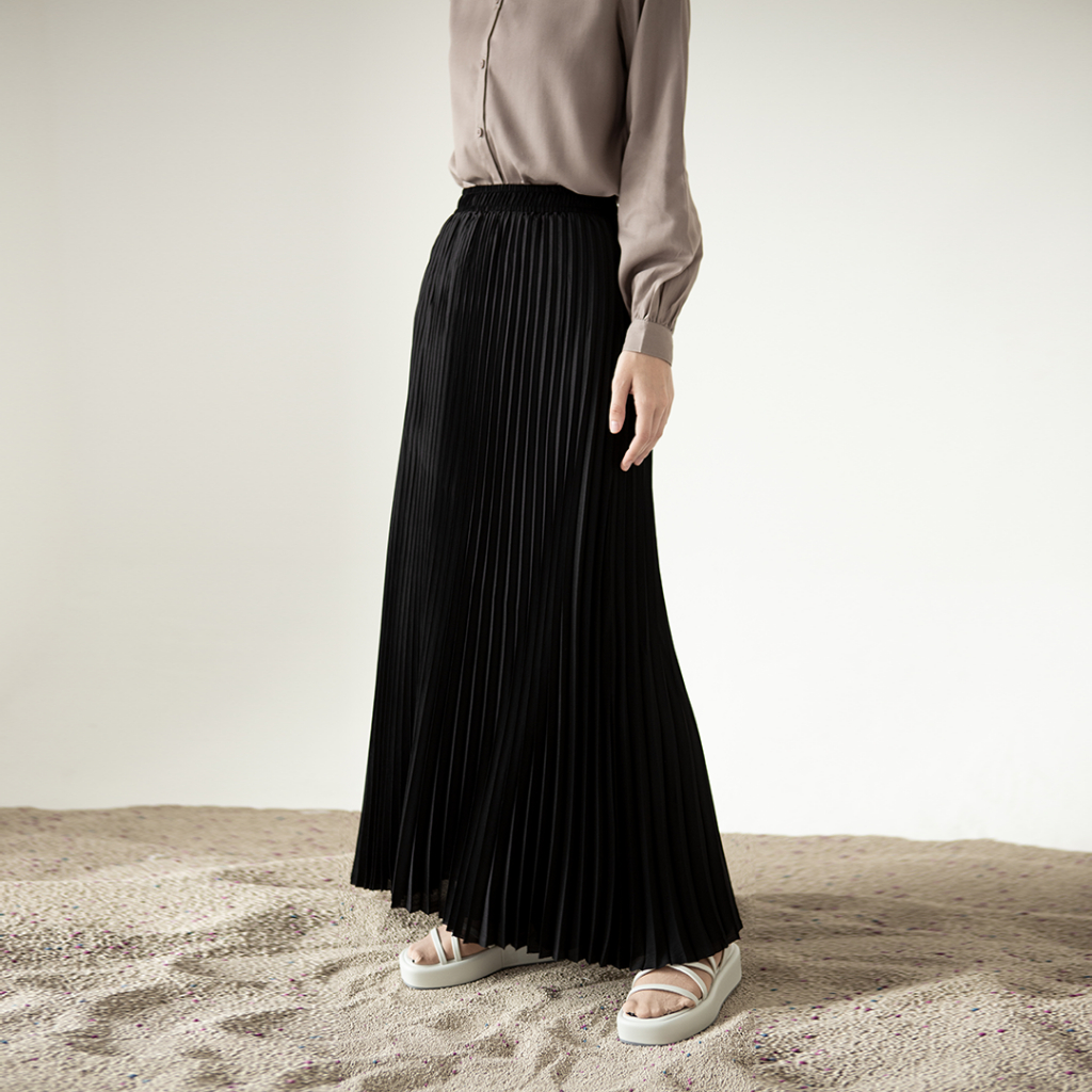 KUALITAS SUPER Reska Skirt by Aska Label - Rok wanita pleats rok plisket pinggang full karet warna