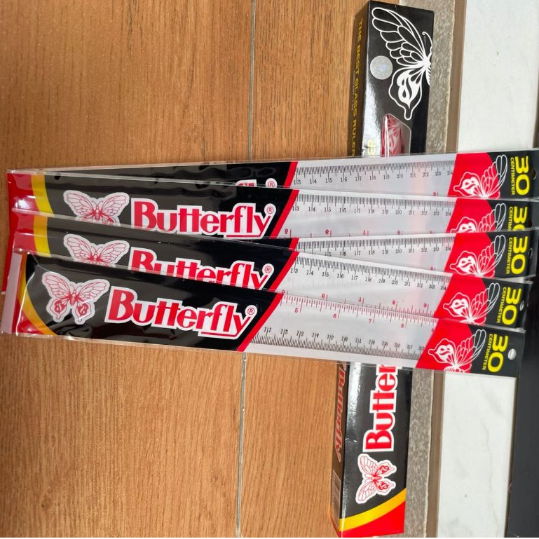 

{satuan} Penggaris Butterfly 30cm / Penggaris Panjang Butterfly Bening 30cm - per pcs