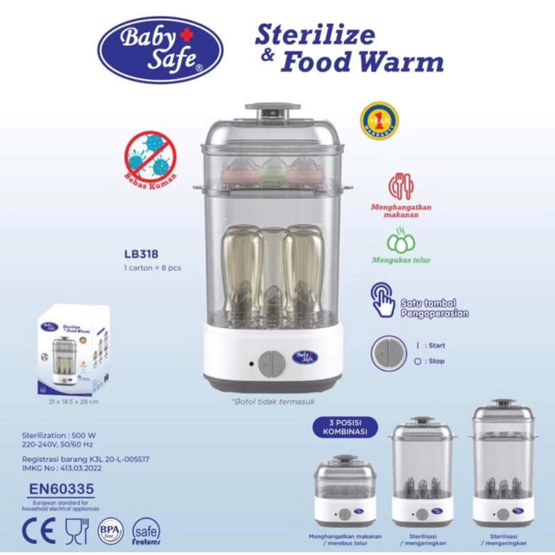 Baby Safe LB318 Mesin Sterilisasi Botol Susu Bayi