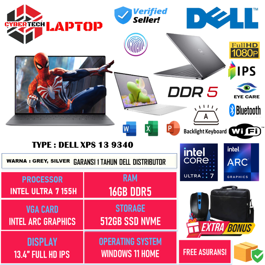 Promo Laptop Ultrabook DELL XPS 13 9340 Intel Ultra 7 155H 16GB DDR5 512GB 13.4 Full HD / WUXGA IPS 