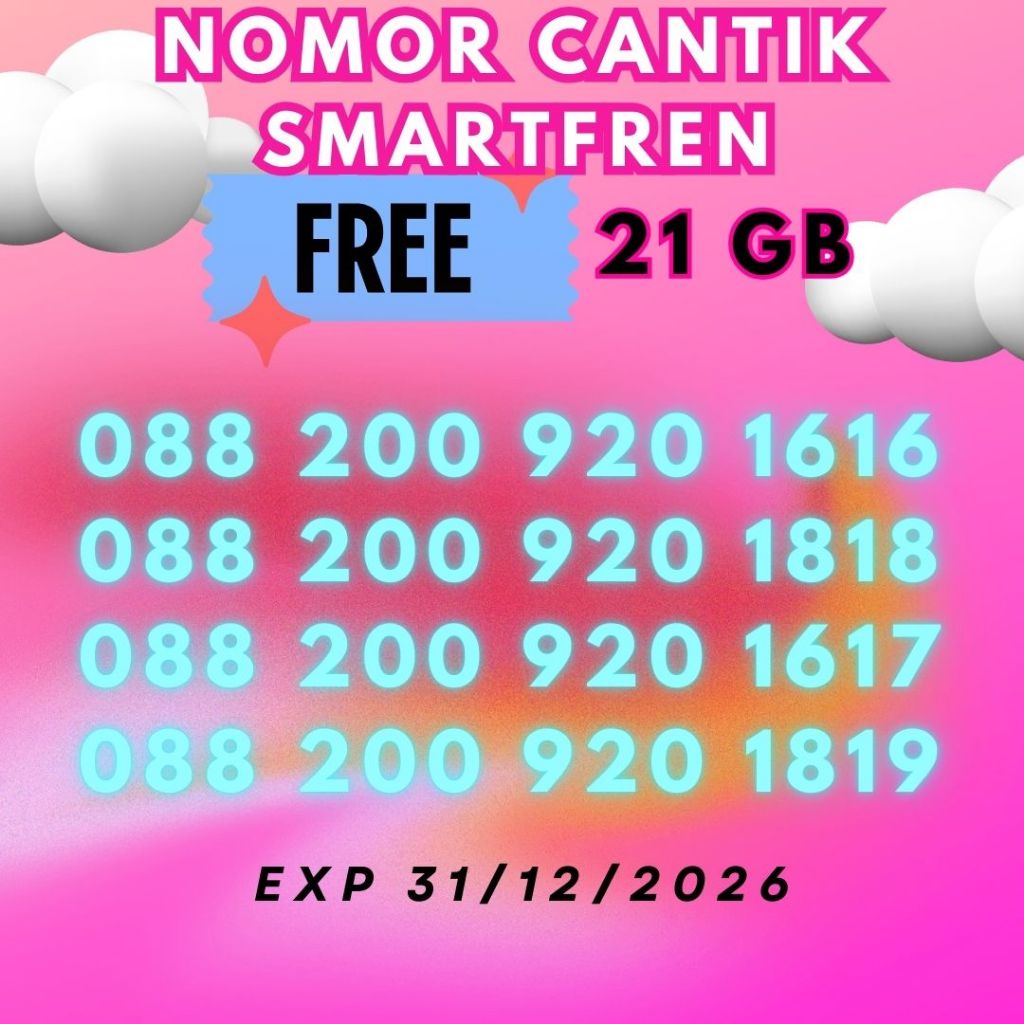 Nomor Cantik Smartfren Bonus Kuota 21GB Harga 49ribu
