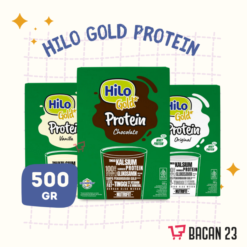 

Hilo Gold (500gr) (Original, Vanilla & Chocolate) / Susu Bubuk Formula Hilo / Bacan 23 - Bacan23