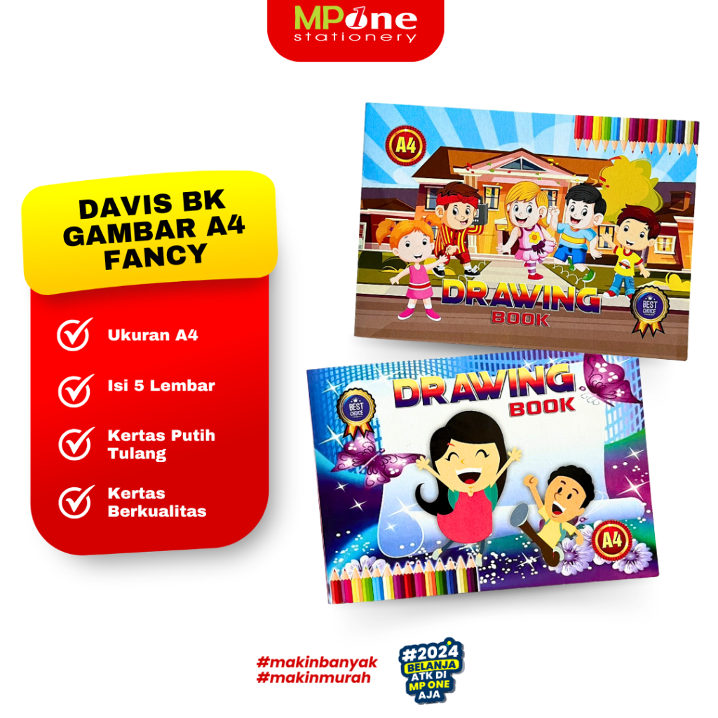 

(1 PCS) Davis Buku Gambar Anak Ukuran A4 / Drawing Book Motif Fancy Random Davis A4