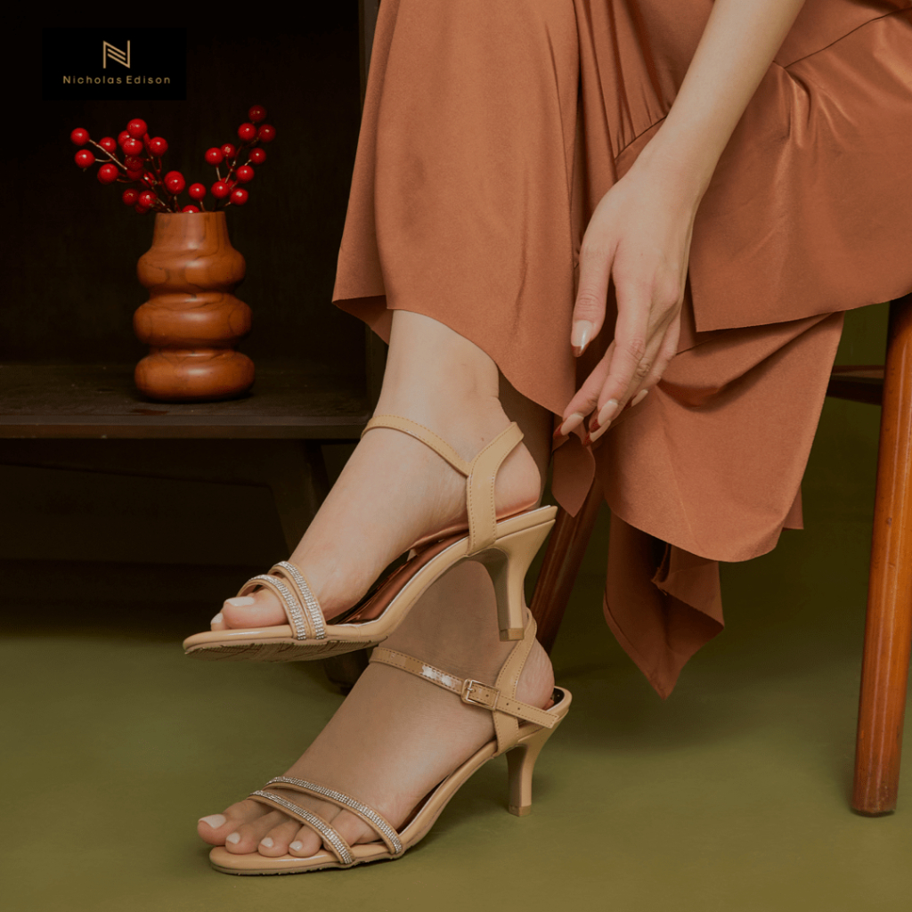 Nicholas Edison Heels Harper Heels pesta hak stiletto tinggi sedang